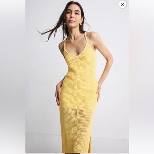 Toccin x RTR Sleeveless Crochet Midi Dress Yellow Sz XS